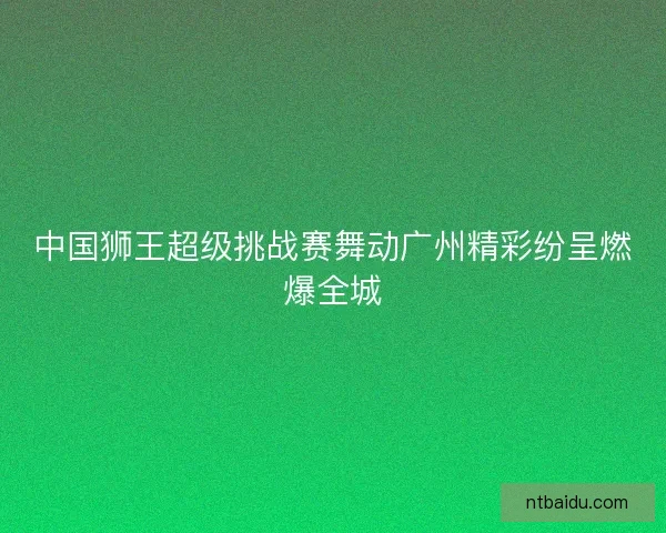 中国狮王超级挑战赛舞动广州精彩纷呈燃爆全城