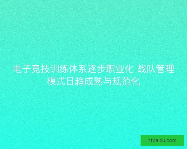 电子竞技训练体系逐步职业化 战队管理模式日趋成熟与规范化