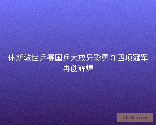 休斯敦世乒赛国乒大放异彩勇夺四项冠军再创辉煌 休斯敦世乒赛国乒大放异彩勇夺四项冠军再创辉煌